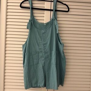 Teal Button-Up Romper